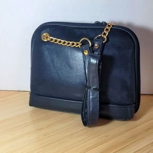 Dark Navy Vegan Leather Organizer Bag